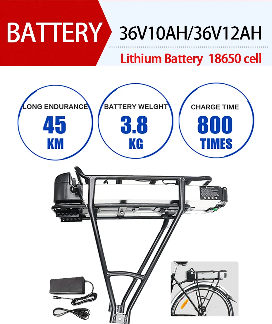 Discount 250W/350W/500W 36V-48V Rear Carrier Battery Electric Bicycle Kits Electric Bicycle Conversion Kit For 20" 26" 700C 28" MTB Bike 12