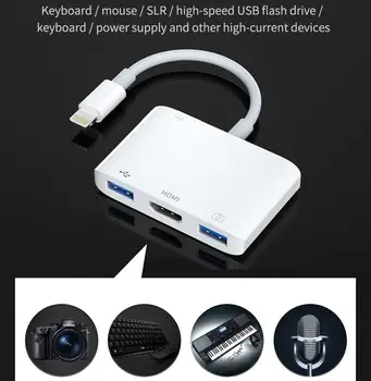 Quick Charging To USB/HDMI Converter Lightning To USB/HDMI Adapter OTG Adaptor For Apple Device
Quick Charging To USB/HDMI Converter Lightning To USB/HDMI Adapter OTG Adaptor For Apple Device