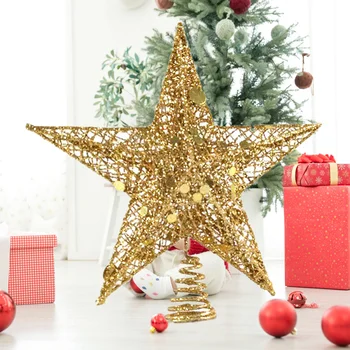 Christmas Tree Topper Star Iron Glittered Five-Pointed Star Treetop Decoration (Gold)
Christmas Tree Topper Star Iron Glittered Five-Pointed Star Treetop Decoration (Gold)