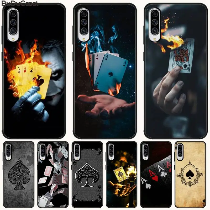 CUCI playing card Retro Poker Soft Silicone Black Phone Case For Samsung A10 20 30 40 50 70 10S 20S 2 Core C8 A30S A50S A7 8 9 | Мобильные