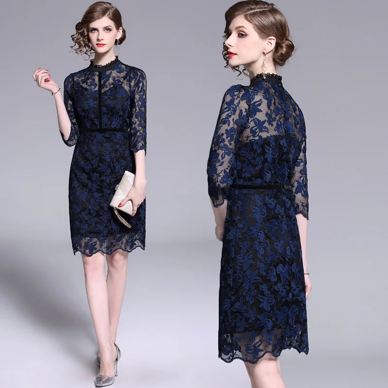 Ozhouzhan 2019 Spring And Summer Retro Elegant Blue Rose Lace Embroidery Velvet Edge High-waisted Slim Dress
Ozhouzhan 2019 Spring And Summer Retro Elegant Blue Rose Lace Embroidery Velvet Edge High-waisted Slim Dress