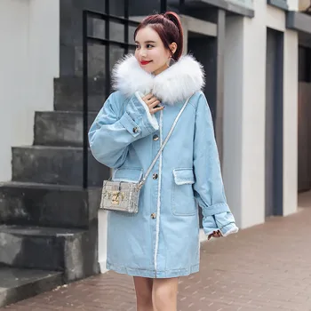 New 2019 Warm Winter Women Hooded Coat Jeans Denim Jackets Thick Cotton Long Basic Autumn Top Windbreaker Female light Blue Y483 
New 2019 Warm Winter Women Hooded Coat Jeans Denim Jackets Thick Cotton Long Basic Autumn Top Windbreaker Female light Blue Y483