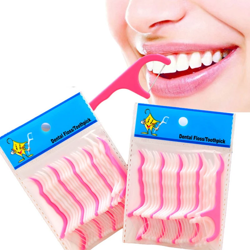 100 Pcs/Lot Disposable Dental Flosser Interdental Brush Teeth Stick Toothpicks Floss Pick Oral Gum Cleaning Care hot | Красота и