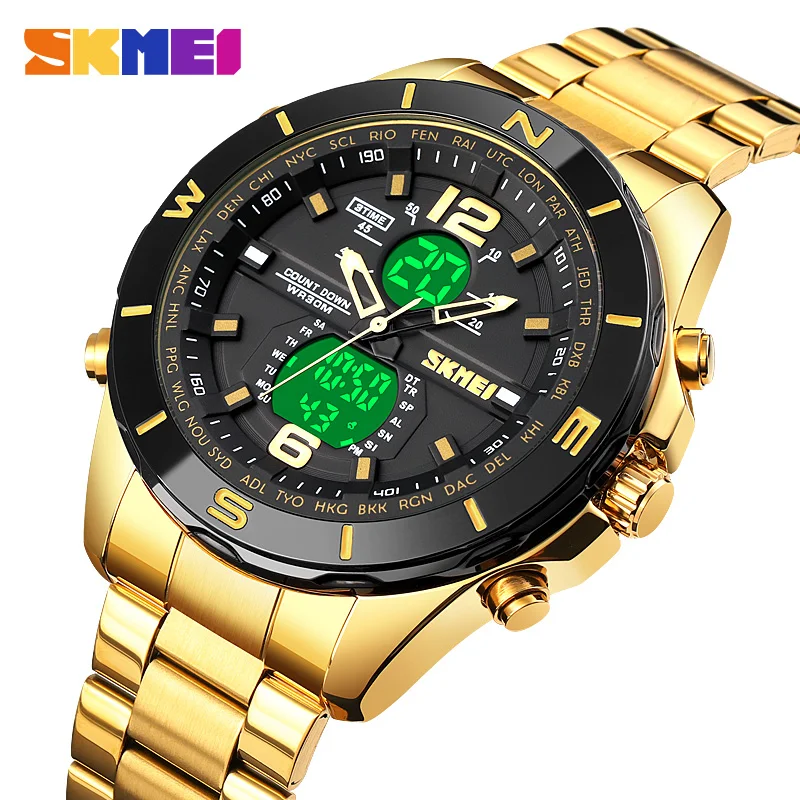 SKMEI LED light Military Countdown Clock 3 Time Digital Men's Sport Watches Waterproof Male Quartz Watch Relogio Masculino 1670
SKMEI LED light Military Countdown Clock 3 Time Digital Men's Sport Watches Waterproof Male Quartz Watch Relogio Masculino 1670