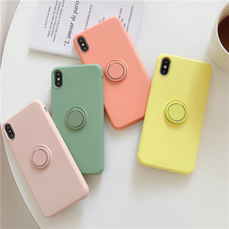 GIMFUN Solid Ring Holder Tpu Phone Case for Iphone 7 8 6/6s Plus Cute Tpu Silicone Case Back Cover for Iphone Xr Xs Xsmax X
GIMFUN Solid Ring Holder Tpu Phone Case for Iphone 7 8 6/6s Plus Cute Tpu Silicone Case Back Cover for Iphone Xr Xs Xsmax X