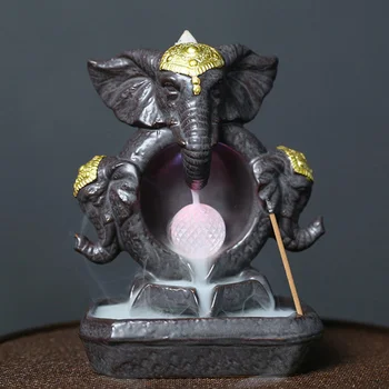1pc Elephant Backflow Incense Holder Ceramic Incense Burner Backflow Incense Cones Waterfall Incense Holder with LED Lamp for Ho
1pc Elephant Backflow Incense Holder Ceramic Incense Burner Backflow Incense Cones Waterfall Incense Holder with LED Lamp for Ho