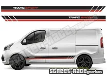 

For x2 Renault Trafic sides 006 van racing stripes decals vinyl graphics (SWB or LWB)