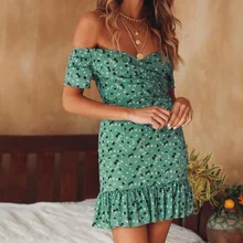 2021 Spring and Summer Floral Print Green Mini Dress for Women Vestidos Sexy Bodycon High Waist Retro Off Shoulder Beach Dress
2021 Spring and Summer Floral Print Green Mini Dress for Women Vestidos Sexy Bodycon High Waist Retro Off Shoulder Beach Dress