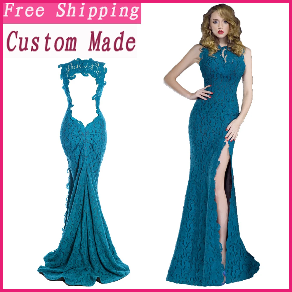 2018 Real Sample Elegant Turquoise Blue Sleeveless Lace Evening gown Mermaid Long women Party mother of the bride dresses
2018 Real Sample Elegant Turquoise Blue Sleeveless Lace Evening gown Mermaid Long women Party mother of the bride dresses