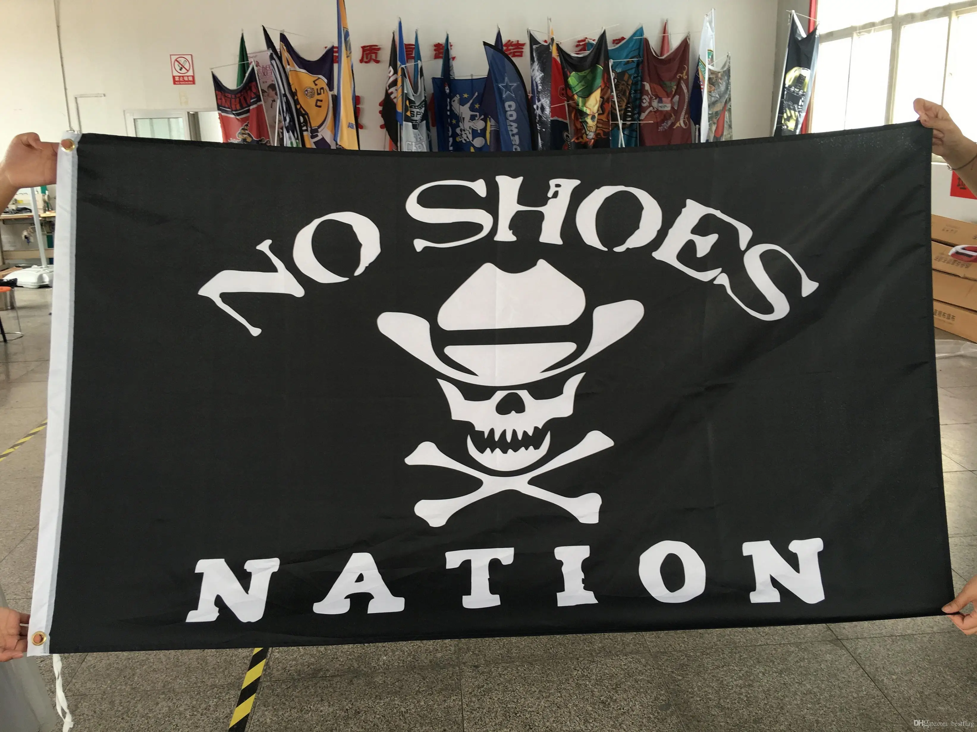 Nation No Shoes Custom Flag Flying Design 3x5 ft 100D Polyester Banners with Two Metal Grommets
Nation No Shoes Custom Flag Flying Design 3x5 ft 100D Polyester Banners with Two Metal Grommets