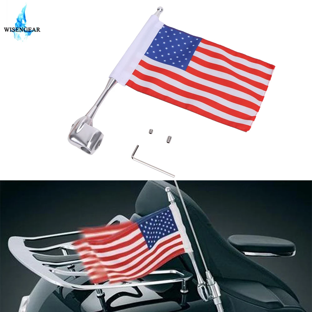 

Adjustable Flag Pole Mounting Bracket Rear Side American USA Flag For Harley Honda Yamaha Luggage Rack Aluminum Vertical Flag