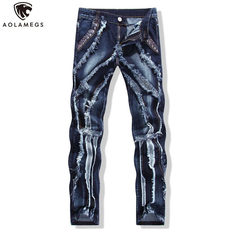 Aolamegs Jeans Men Patchwork Tassel Jeans Male ripped Denim Pants Distressed Slim Casual Fashion Cargo Trousers Streetwear men
Aolamegs Jeans Men Patchwork Tassel Jeans Male ripped Denim Pants Distressed Slim Casual Fashion Cargo Trousers Streetwear men