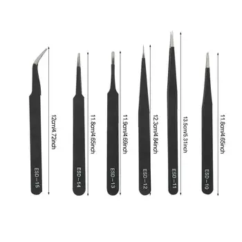 6pcs ESD Stainless Steel Tweezer Anti-static Industrial Precision Curved Straight Tweezer Jewelry Making Repair Maintenance Tool
6pcs ESD Stainless Steel Tweezer Anti-static Industrial Precision Curved Straight Tweezer Jewelry Making Repair Maintenance Tool
