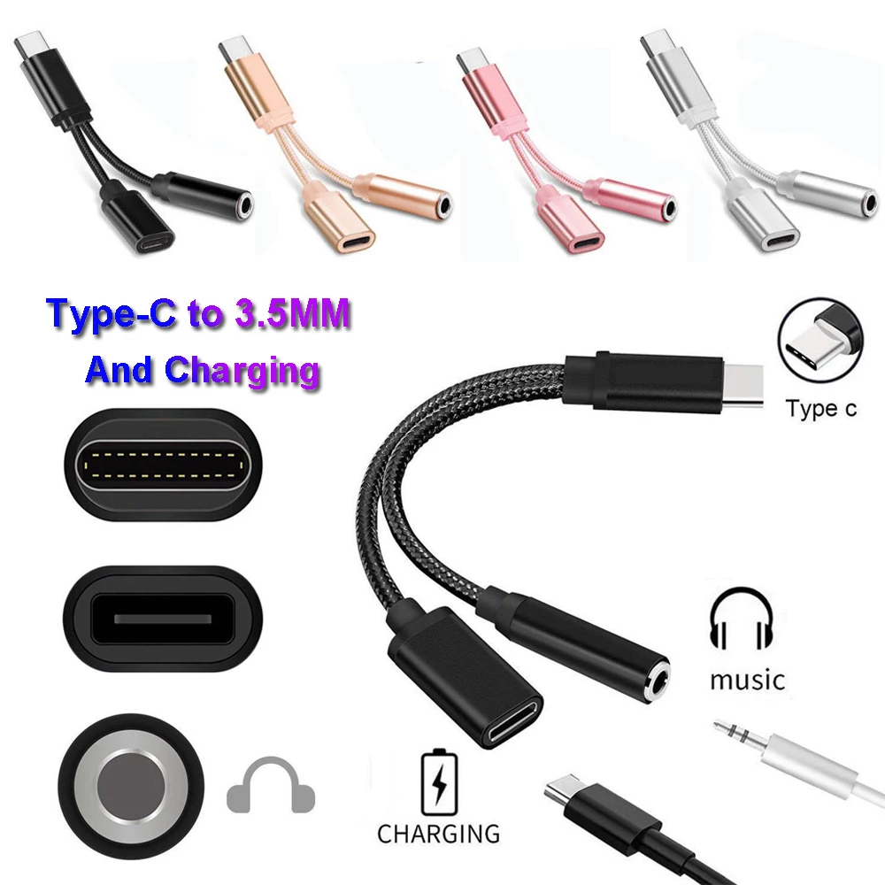 3.5mm Earphone 2 in 1 Adapter Type C to Aux Audio Cable USB-C 3.5 mm Jack Headset Charging Cable For Letv 2/Pro/Max 2/Xiaomi
3.5mm Earphone 2 in 1 Adapter Type C to Aux Audio Cable USB-C 3.5 mm Jack Headset Charging Cable For Letv 2/Pro/Max 2/Xiaomi