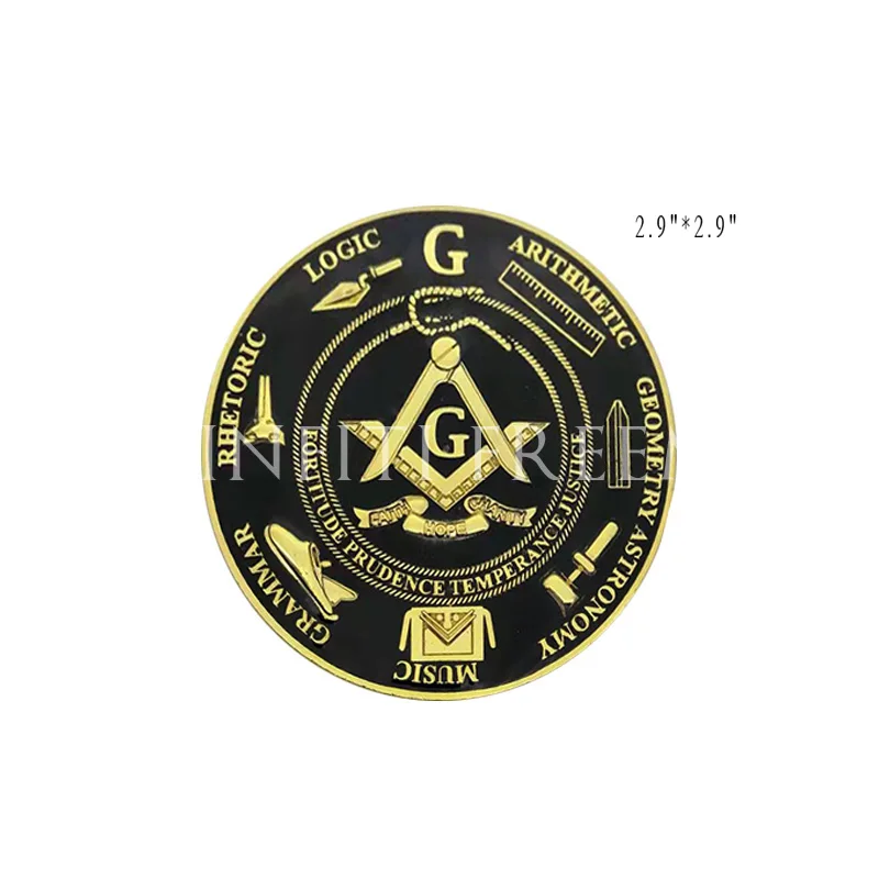 

3" Metal Car Patch Compass and Square Mason Car Truck Multi Motorcycle Sticker Badge with Red Sticker Masonic car emblems