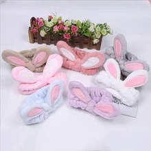 Rabbit Ear Cotton Soft Elastic Hair Ribbon SPA Bath Shower Make Up Wash Face Cosmetic Headband Hair Band Headwear