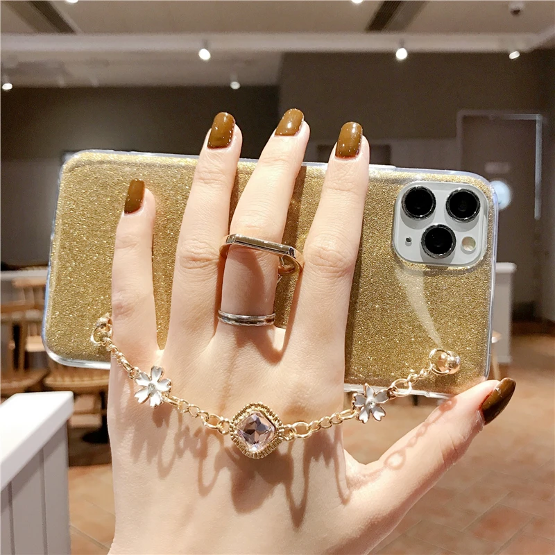 For Samsung S7 edge S7262 S8 S9 plus mobile phone case protective sleeve flower gem bracelet bracket | Мобильные телефоны и