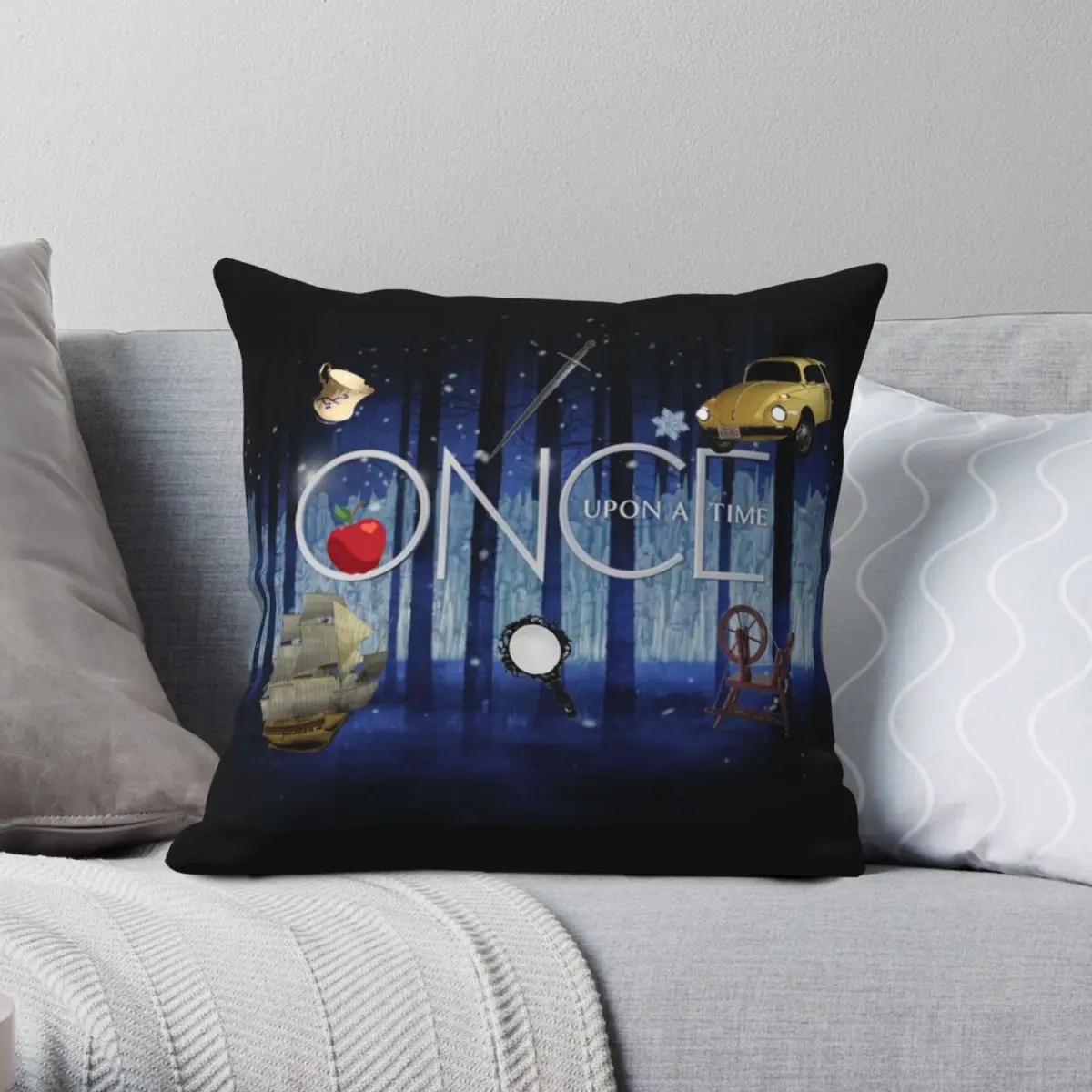 

ONCE UPON A TIME New Pillowcase Polyester Linen Velvet Pattern Zip Decorative Pillow Case Sofa Seater Cushion Cover