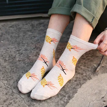 Kawaii Cartoon Leaf Women Socks Cotton Black and White National Wind Art Funny Socks Autumn Winter Calcetines Mujer 
Kawaii Cartoon Leaf Women Socks Cotton Black and White National Wind Art Funny Socks Autumn Winter Calcetines Mujer
