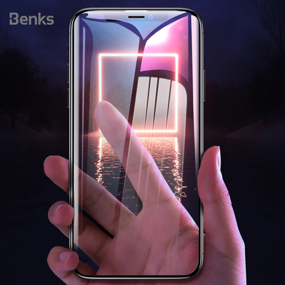 Фото Benks Curved Edge HD Anit Blue Light Tempered Glass full cover Screen Protector Film for iPhone12 Mini 12 Pro Max ip Xs XR | Мобильные