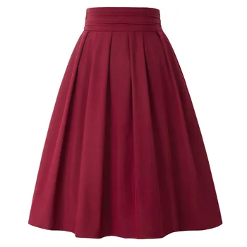 Casual Skirt Women Vintage Pleated Flare Skirt With Pockets High Waist A-Line Side Zipper Retro Pure Color Mid-calf Summer Lady
Casual Skirt Women Vintage Pleated Flare Skirt With Pockets High Waist A-Line Side Zipper Retro Pure Color Mid-calf Summer Lady