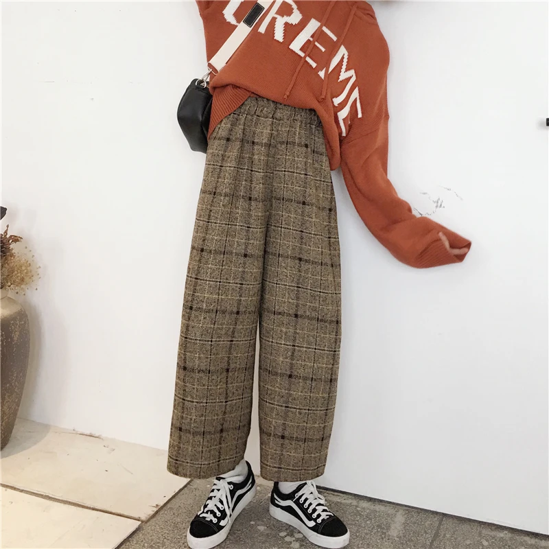 Korean Autumn Summer Loose Wide Leg Elastic Waist Patchwork Tie Bow Design Plaid Straight Ankle Pant Track Trouser Ladies Cotton
Korean Autumn Summer Loose Wide Leg Elastic Waist Patchwork Tie Bow Design Plaid Straight Ankle Pant Track Trouser Ladies Cotton
