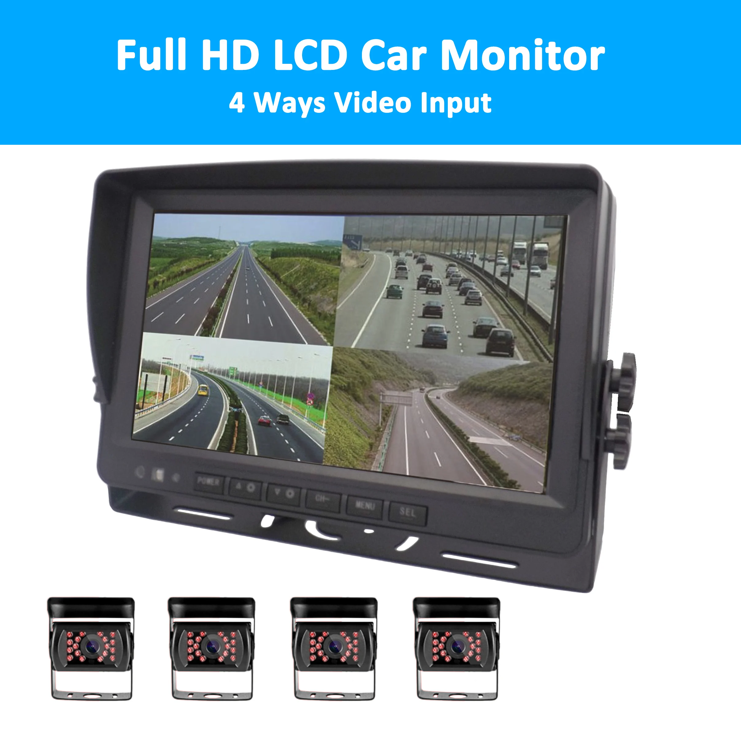 9 inch 4 Split Screen Car Monitor Monitor 4 video input Use for Truck Bus Motorhome Boat Car and CCTV Security System
9 inch 4 Split Screen Car Monitor Monitor 4 video input Use for Truck Bus Motorhome Boat Car and CCTV Security System