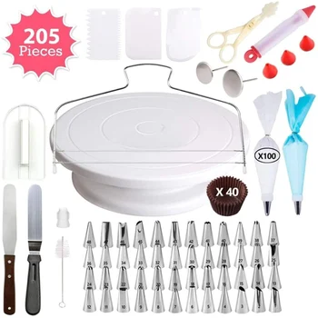 205 Piece Cake Turntable Set Baking Tool Decorating Tip Set
205 Piece Cake Turntable Set Baking Tool Decorating Tip Set