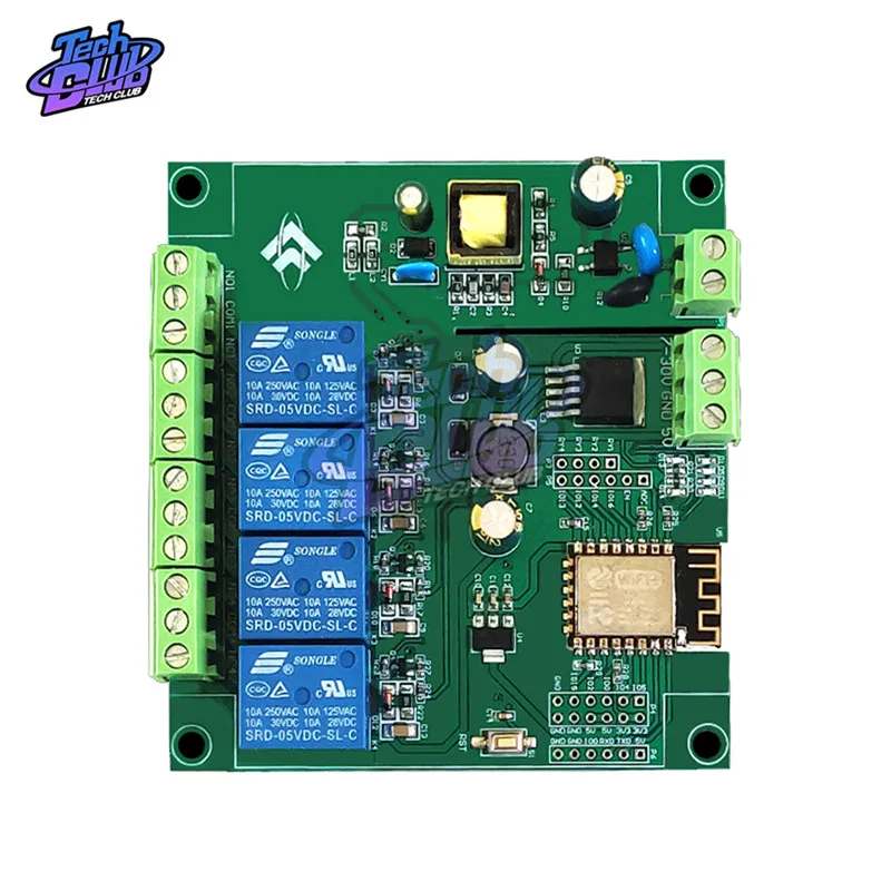 Four Channel WIFI Relay Module ESP8266 5V ESP-12F Development Board 4M BYTE FLASH for AC 90-250V DC7-30V Load Control
Four Channel WIFI Relay Module ESP8266 5V ESP-12F Development Board 4M BYTE FLASH for AC 90-250V DC7-30V Load Control