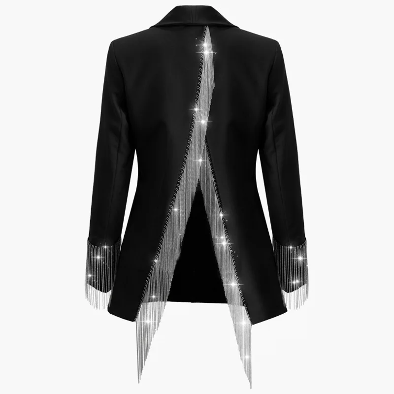 2020 Back Irregular Bright Tassels Chain Decoration Button Small Suit Loose Coat
2020 Back Irregular Bright Tassels Chain Decoration Button Small Suit Loose Coat