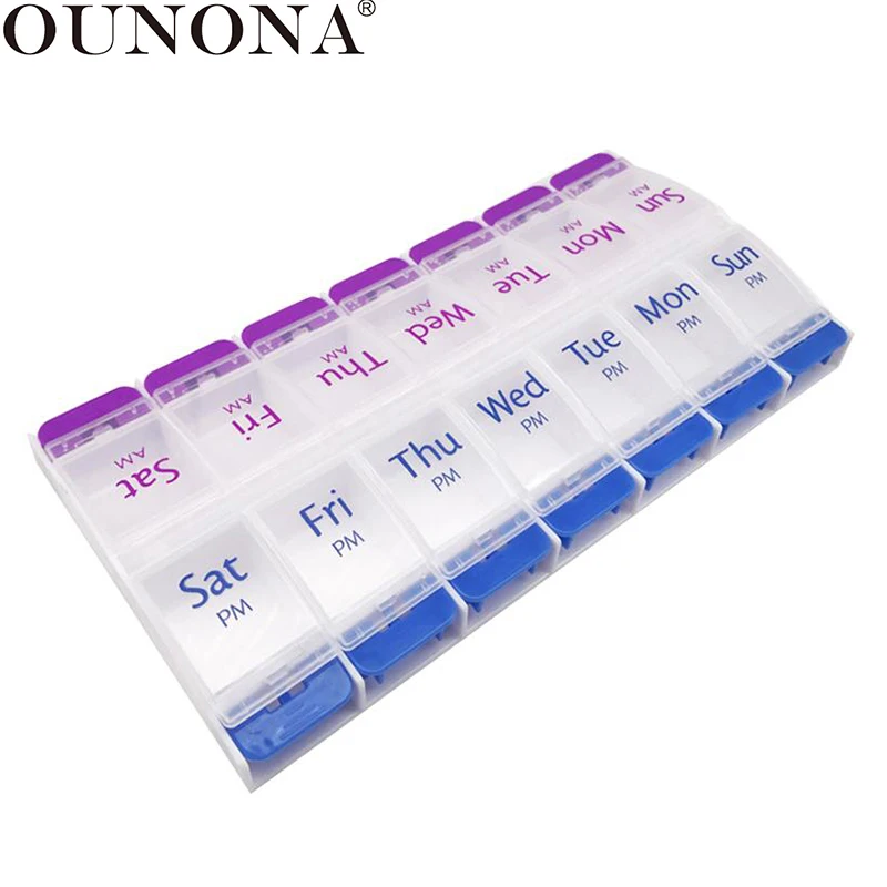 1pcs Portable 7 Day Pill Box One Week Medicine Storage Case Pill Organizer with 14 Compartments 
1pcs Portable 7 Day Pill Box One Week Medicine Storage Case Pill Organizer with 14 Compartments