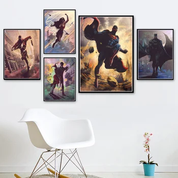 

Poster Prints Joker Batman Aquaman DC Comics Superman Wonder Woman Canvas Painting Art Wall Pictures For Living Room Home Decor