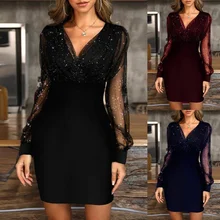 2021 New Elegant Sexy Bag Hip Midi Casual Dress Women Black Retro Gazue Sequins Long Sleeved Female Dresses Party Culb Dress 
2021 New Elegant Sexy Bag Hip Midi Casual Dress Women Black Retro Gazue Sequins Long Sleeved Female Dresses Party Culb Dress
