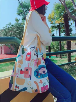 2019 Floral cartoon Printed Casual Tote Large Capacity Female Handbags Shoulder Shopping Bags Daily Use Women Canvas Beach Bag 
2019 Floral cartoon Printed Casual Tote Large Capacity Female Handbags Shoulder Shopping Bags Daily Use Women Canvas Beach Bag