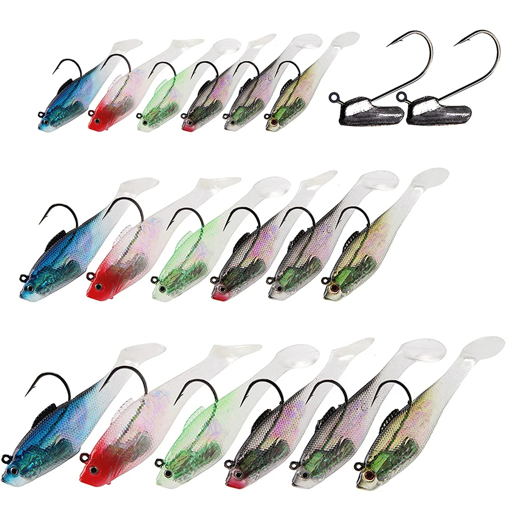 

9Pcs Soft Bass Lead Jig Fishing Lures kit 6cm/3.6g 8cm/13.5g 10cm/27.2g Jig Head hook Trolling Swimbait Trout Pike Fishing Bait