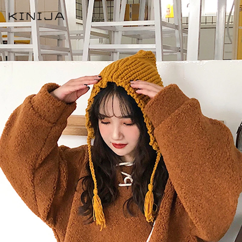 Осенне зимняя теплая шапка женский свитер в стиле хип хоп Корейская версия