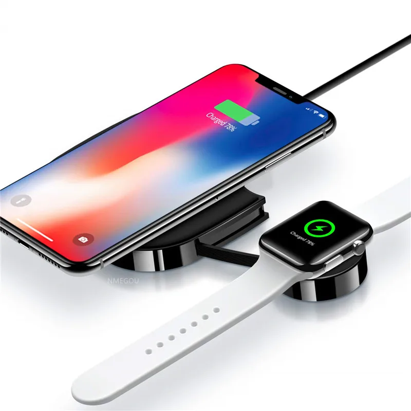 

2 In 1 10W 7.5W Qi Fast Wireless Charger Charging Station Pad for Apple Airpods Iwatch 4 3 2 IPhone XS Max XR X 8 Plus Induction