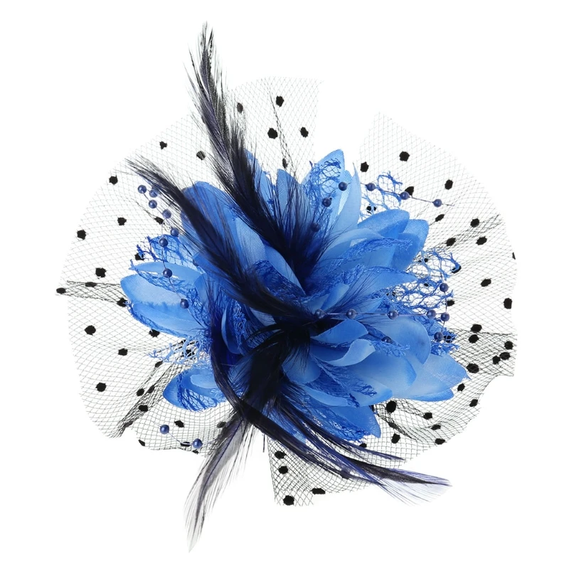 Women Bridal Mesh Bow Feather Beads Wedding Fascinator Dot Veil Hair Clip Brooch 62KE Women Bridal Mesh Bow Feather Beads Wedding Fascinator Dot Veil Hair Clip Brooch 62KE