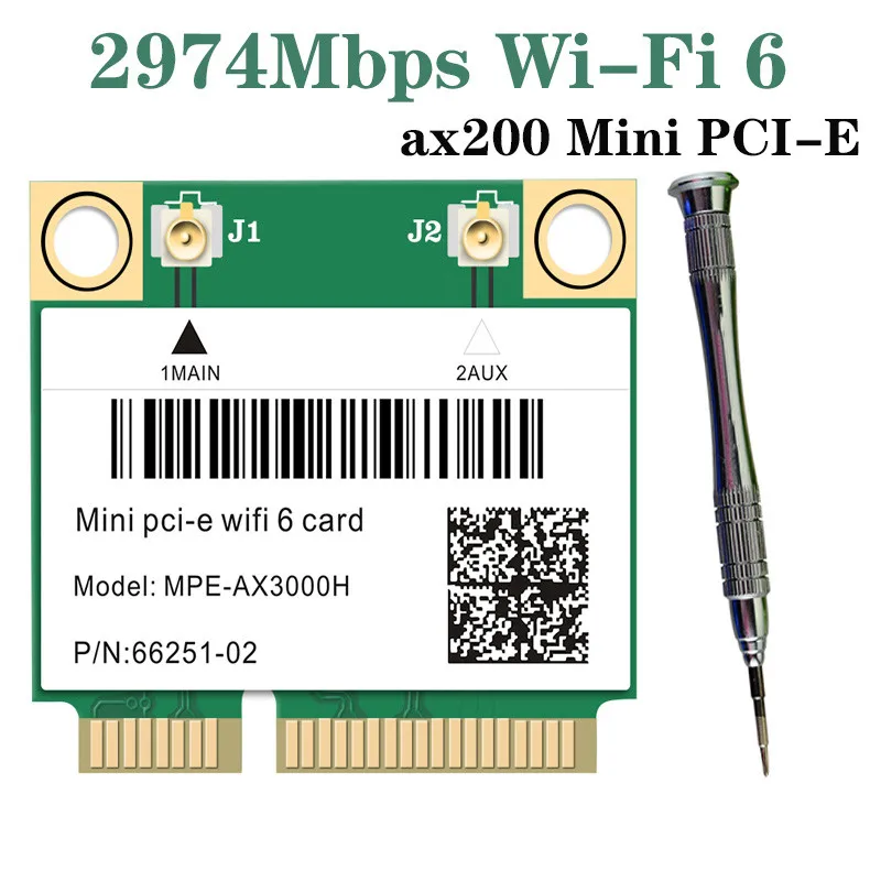 2974Mbps Dual Band Wifi 6 Wireless Adapte Half Mini PCI-E Network Wlan Wifi Card Bluetooth 5.0 802.11ax/ac Better Than 7260HMW
2974Mbps Dual Band Wifi 6 Wireless Adapte Half Mini PCI-E Network Wlan Wifi Card Bluetooth 5.0 802.11ax/ac Better Than 7260HMW