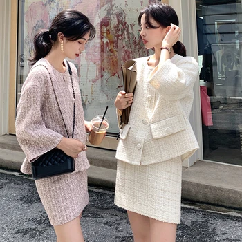 Fashion Autumn Winter Tweed 2 Piece Set Elegant Women Tweed Short Jacket Wool Coat Bodycon Pencil Skirt Suit sets
Fashion Autumn Winter Tweed 2 Piece Set Elegant Women Tweed Short Jacket Wool Coat Bodycon Pencil Skirt Suit sets
