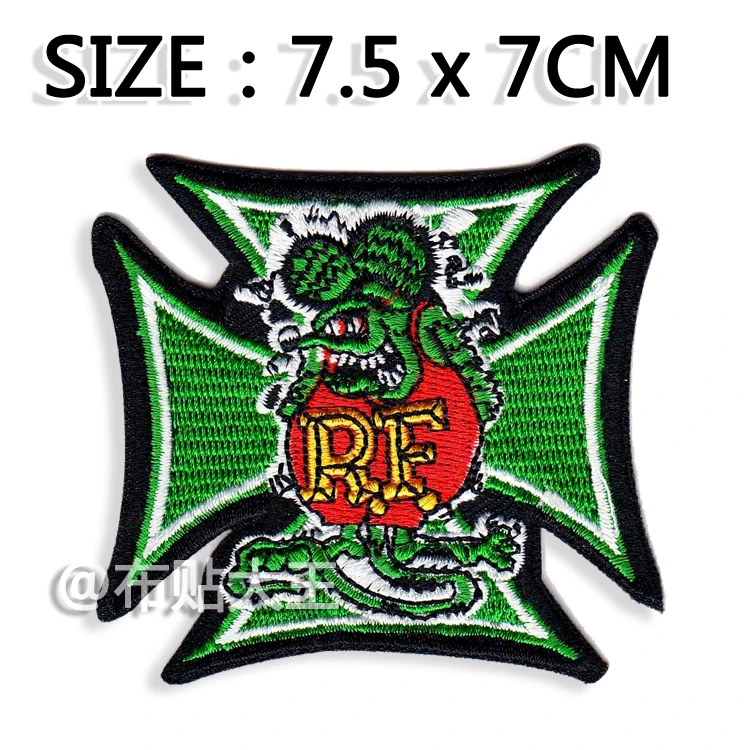 Iconic Embroidered Iron-On Patch Large RAT FINK R.F 12" 