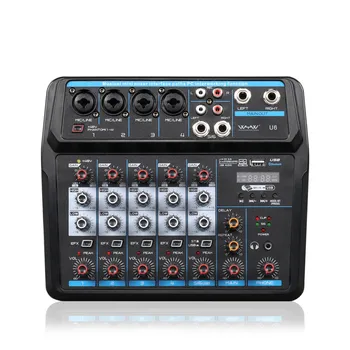 Live Recording Music DJ Audio Mixer Sound Mixing Console Musical Mini Mixer 4 Channel USB Efferts Audio Mixer Console With BT
Live Recording Music DJ Audio Mixer Sound Mixing Console Musical Mini Mixer 4 Channel USB Efferts Audio Mixer Console With BT