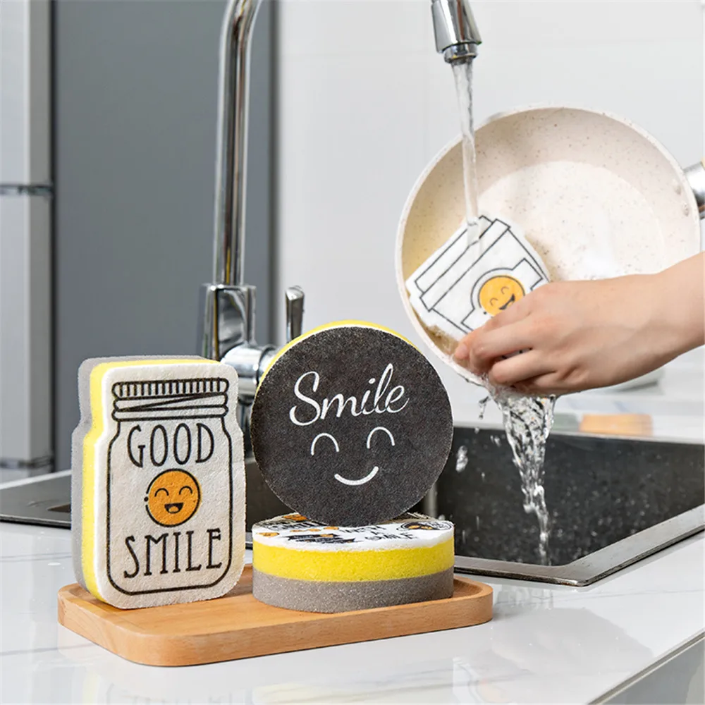 4PCS Thick Sponge Creative Smiley Face Strong Decontamination Dish Washing Cloth Cleaner Sponges Home Kitchen Cleaning Tool Set
4PCS Thick Sponge Creative Smiley Face Strong Decontamination Dish Washing Cloth Cleaner Sponges Home Kitchen Cleaning Tool Set