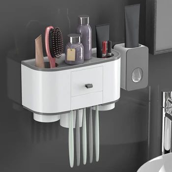 Toothbrush Holder Set Durable Magnetic Adsorption Wall Mount Toothpaste Dispenser Bathroom Organizer ABS Drill-free Detachable
Toothbrush Holder Set Durable Magnetic Adsorption Wall Mount Toothpaste Dispenser Bathroom Organizer ABS Drill-free Detachable
