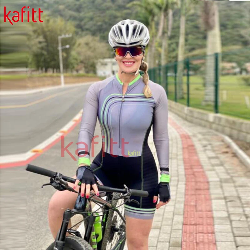 Kombinezon rowerowy damski Kafit z długim rękawem i wzorem Macaquinho w stylu kolarskim - Wianko - 24