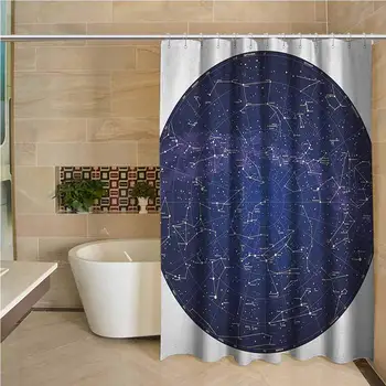 

Constellation Professional Shower Curtain High Detailed Sky Map of Northern Hemisphere with Names of Stars Decorative Bathroom