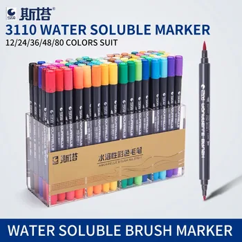 

STA 80Colors Double Head Artist Soluble Colored Sketch Marker Brush Pen Set For Drawing Design Paints Art Marker Supplies