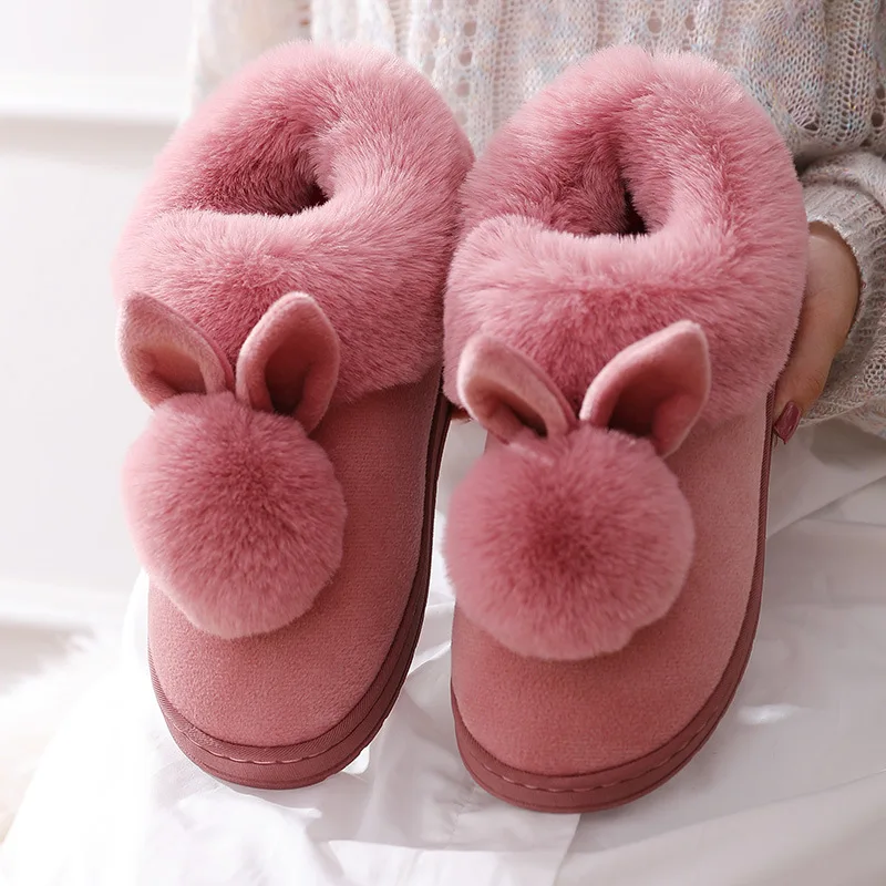 Female Cotton Shoes Rabbit Ear Furry Flock Thick Bottom Adult Ladies Slippers Plush Fashion Faux Fur Winter Slippers For Women
Female Cotton Shoes Rabbit Ear Furry Flock Thick Bottom Adult Ladies Slippers Plush Fashion Faux Fur Winter Slippers For Women