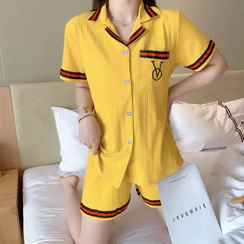 INS Net Red Cardigan Pajamas Women Solid Color Short-Sleeved Cotton Micro-Business Popular Cardigan LeisureSet sleepwear pajama
INS Net Red Cardigan Pajamas Women Solid Color Short-Sleeved Cotton Micro-Business Popular Cardigan LeisureSet sleepwear pajama
