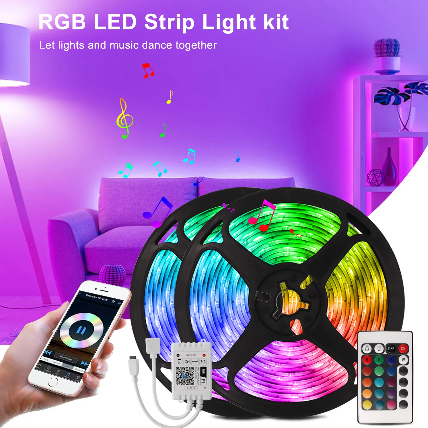 WIFI Festoon Led Light Backlight Tape Rgb Led strip Music Sync LED Diode Tape Voice Control 12V DC Led Lights Bedroom Decoration
WIFI Festoon Led Light Backlight Tape Rgb Led strip Music Sync LED Diode Tape Voice Control 12V DC Led Lights Bedroom Decoration